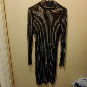Hot Miami Styles rhinestone sheer dress